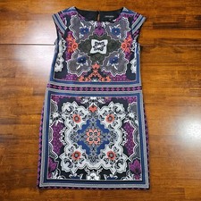Banana Republic Women's Black & Purple Mosaic Tile Print Shift Dress Size 0