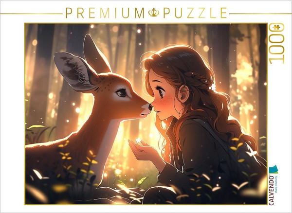 Calvendo Puzzle Manga Illustration - MäDchen Mit Reh Im Wald | 1000 Teile Lege-G-image