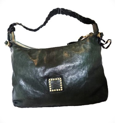 Campomaggi Bice Dark Green Leather Bag Made in Italy Almost New 33 x 24 x 12 cm