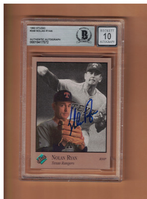 Nolan Ryan AUTOGRAPHED 1992 STUDIO BASEBALL CARD SIGNED TEXAS RANGERS BECKETT AU