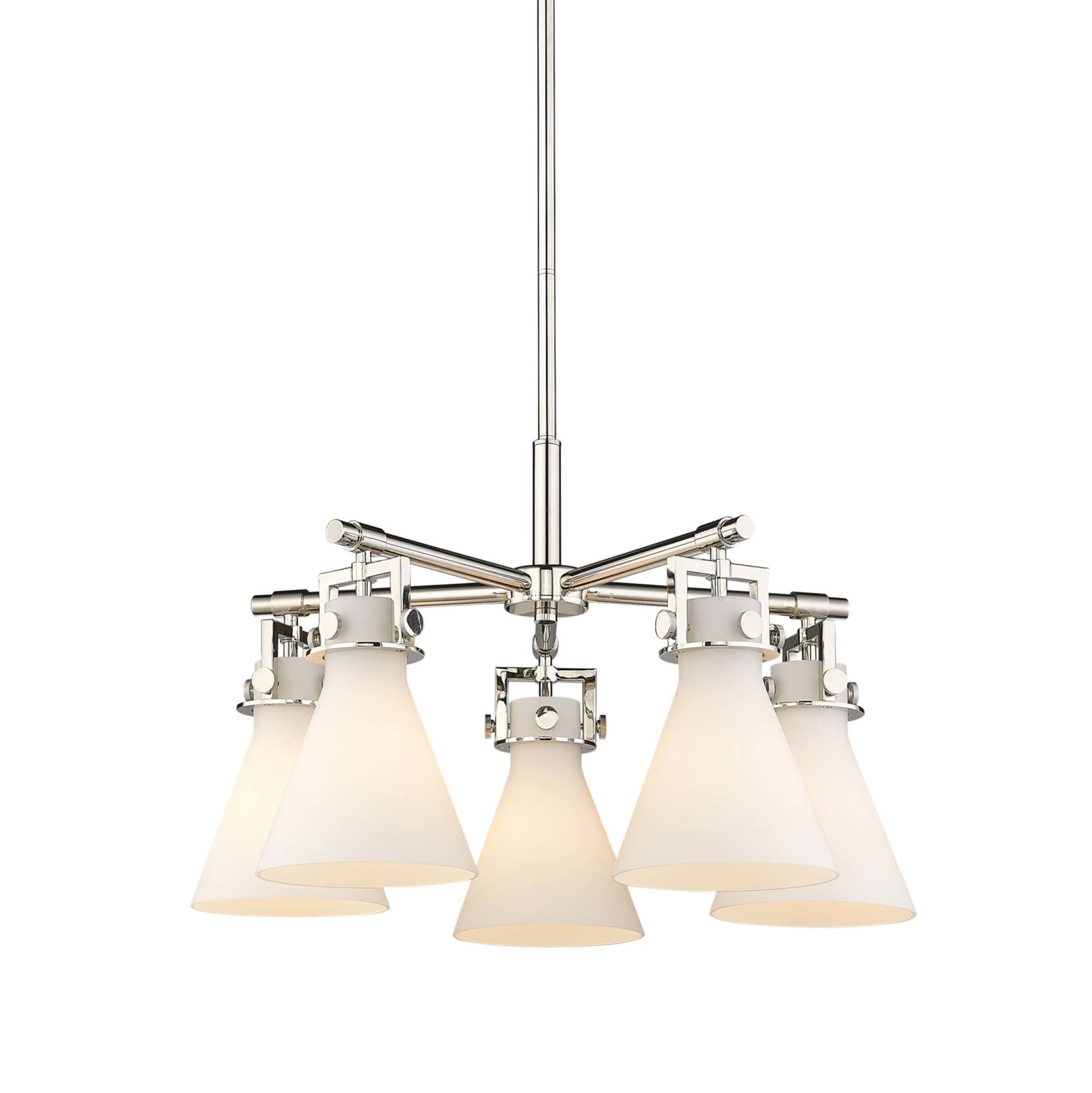 Innovations Lighting 411-5CR-16-26 White Newton Cone Chandelier