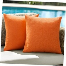 Pack of 2 Outdoor Pillow Covers for Patio 18" x 18" Pack of 2 Orange