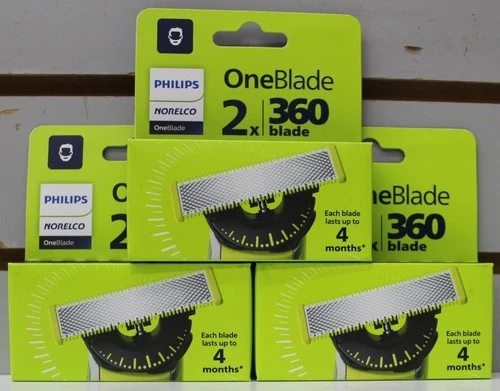 Lot Of 3 - Philips Norelco OneBlade 360 Replacement Blades 2 Per Pack = 6 Blades