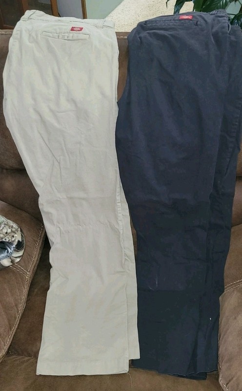 Lot 2 Pair Dickies Pants Womens 14L Relaxed Fit Beige, Black  Workwear Casual 