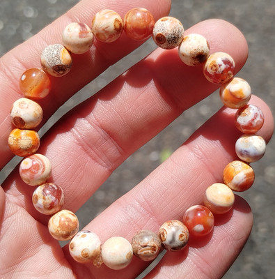 Einzigartiges Armband Mexikanischer Achat aus der Mongolei Perlen 8mm