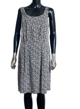 Ann Taylor LOFT Sleeveless Sheath Dress Size 14 Black White Polka Dot Summer
