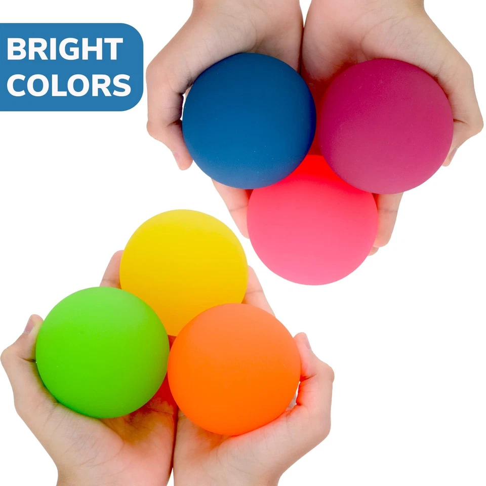 Paquete de 3 bolas hinchables de alto rebote de 3 pulgadas para niños colores brillantes divertidos favores de fiesta Foto 2 de 4