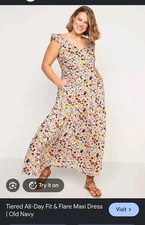 Old Navy Wildflower Floral Tiered Cap Sleeve Fit Flare All Day Maxi Dress/Size L