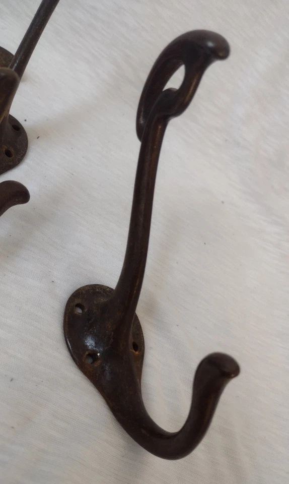 Victorian Cast Iron Hat & Coat Hook Hanger Pair Antique Rare - Image 3 of 4