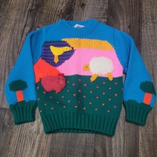 Vintage Popsicle Brand Animals Sweater Youth 4t Wacky Tacky Retro Kids