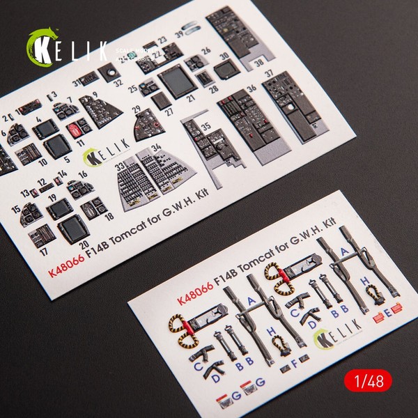 Kelik K48066 - 1:48 F-14B Tomcat Interior 3D Decals For Gwh Kit - Neu-image
