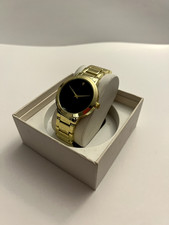 Watch Men's Gold Black Plain 1 Jewel Stainless Steel Analog Quartz Damaged