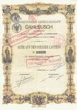 Przedruk historycznej akcji właścicielskiej Towarzystwa Górniczego Dahlbusch 1873