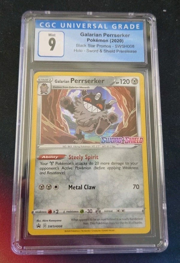 Pokemon Galarian Perrserker SWSH Promo #008 Prerelease CGC 9