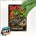 Vintage Racing Team Car Tin Sign Retro Garage Workshop Metal Wall Art 8x12