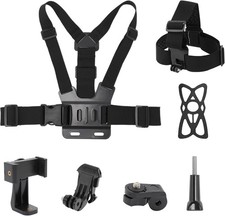 Mobile Phone Chest Strap Harness Mount Head Holder Kit for Black