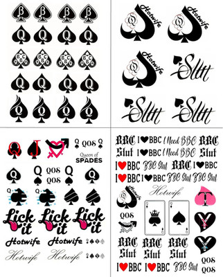 4 Sheets BBC Queen of Spades Temporary Tattoo Sticker Total 81 QOS Hardcore