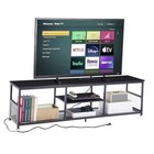 Tv Stand with Power Outlets for Televisions 62 Inches Black With Power Outlets