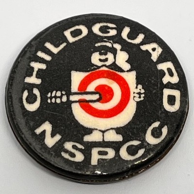 NSPCC Childguard Vintage Pin Button Abzeichen Kinder Sicherheitskampagne UK Wohltätigkeitsorganisation