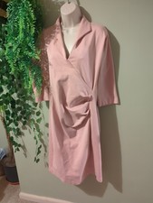 Winser London Pale Pink Work Midi Pencil Dress Size 14 Formal Half Sleeve Slim