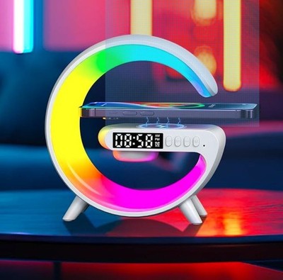 LED Wireless Charging Speaker G63 Bluetooth Alarm Clock Mood Light 15W