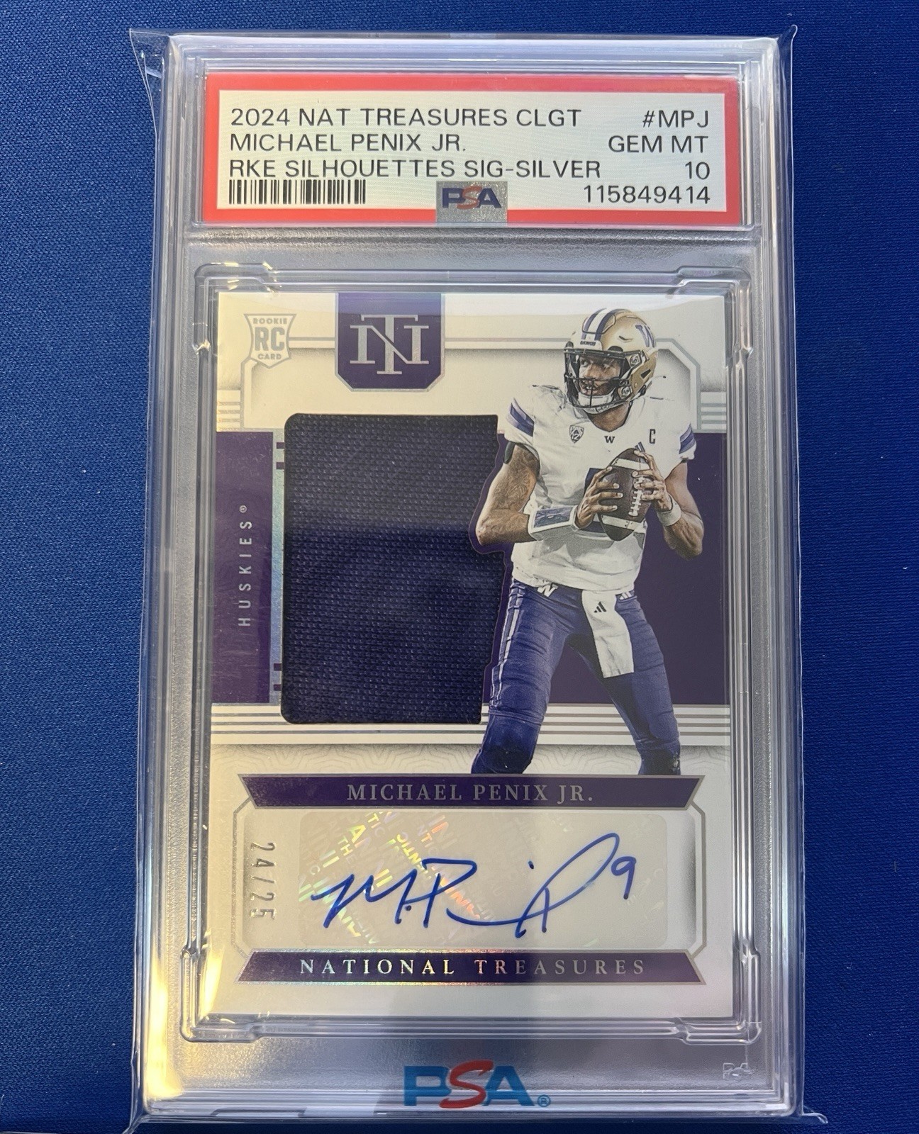 Michael Penix Panini National Treasures Collegiate Rookie Silhouettes Signatures #MPJ Silver