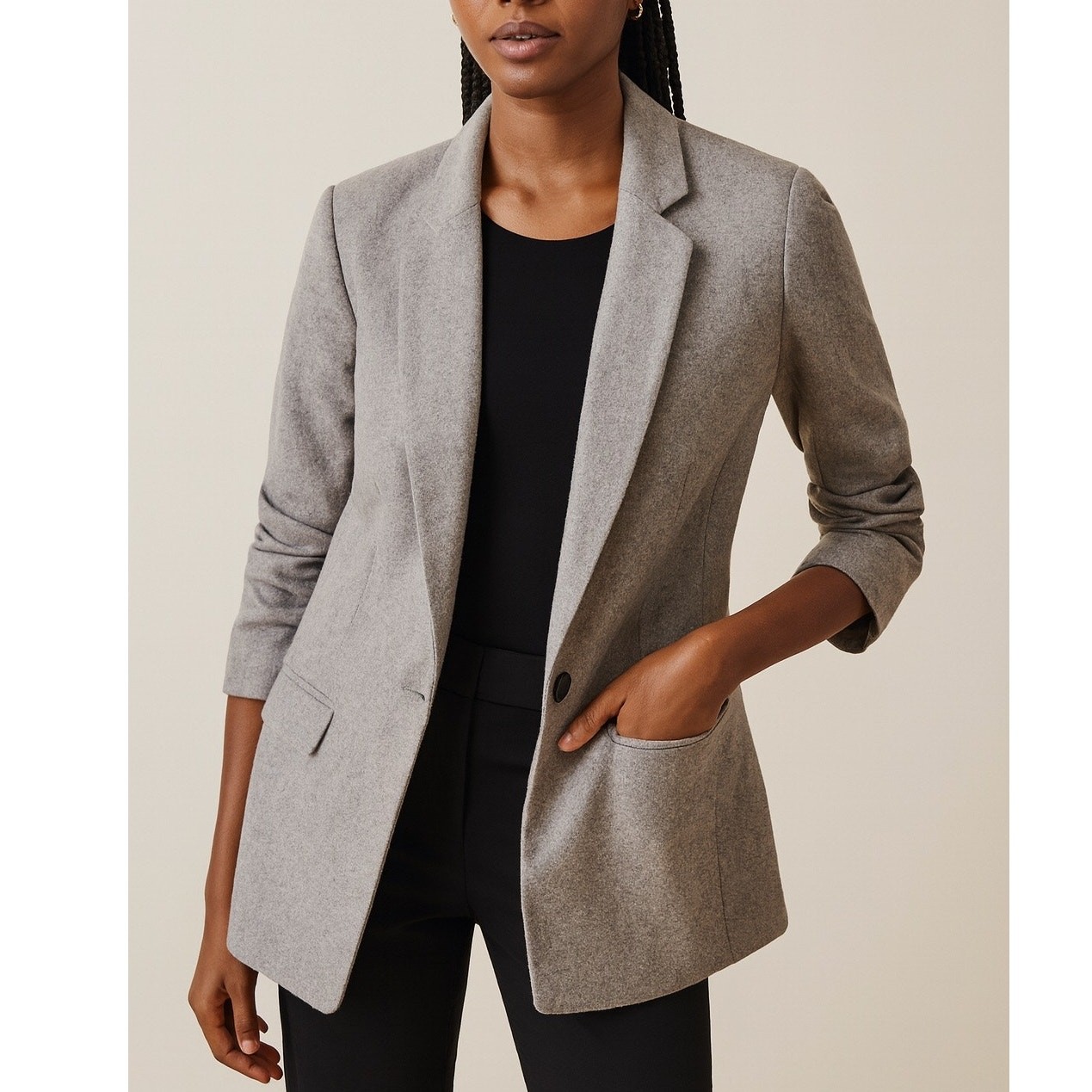 Express Single Button Blazer Jacket Gray - image 2