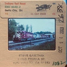 Indiana Rail Road EMD SD40-2 #44 Switz City IN Train Locomotive 35mm Slide 2003