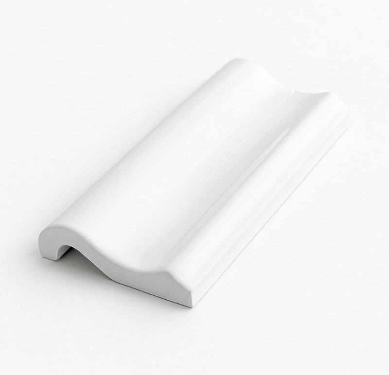 Chair Rail Trim Tiles 2.42 x 6 inches Glossy White Ceramic 8pcs