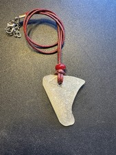 Real Frosty Sea Glass Pendant Necklace With Red Glass Bead Unique Gift