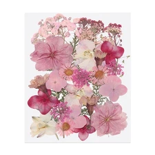 30 Pcs Dried Pressed Flower Leaves Bulk for Resin, Dark Pink