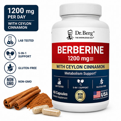 Dr. Berg Berberine with Ceylon Cinnamon 60 Capsules 1200mg Metabolic Support Sup