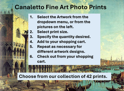 Canaletto Collection of Fine Art Photo Prints- Wall Art and Decorative Accents.