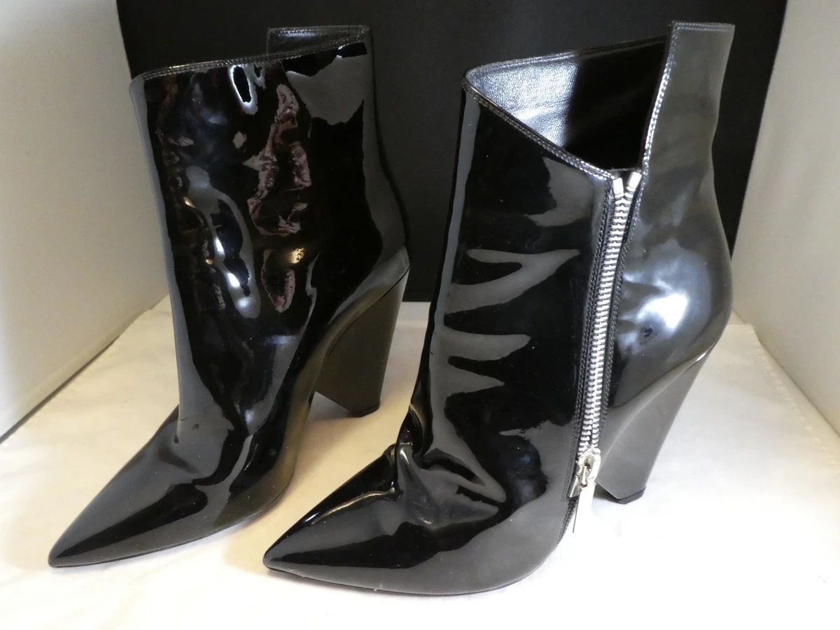 Saint Laurent Patent Leather High (3-3.9 in) Heel Height Boots for