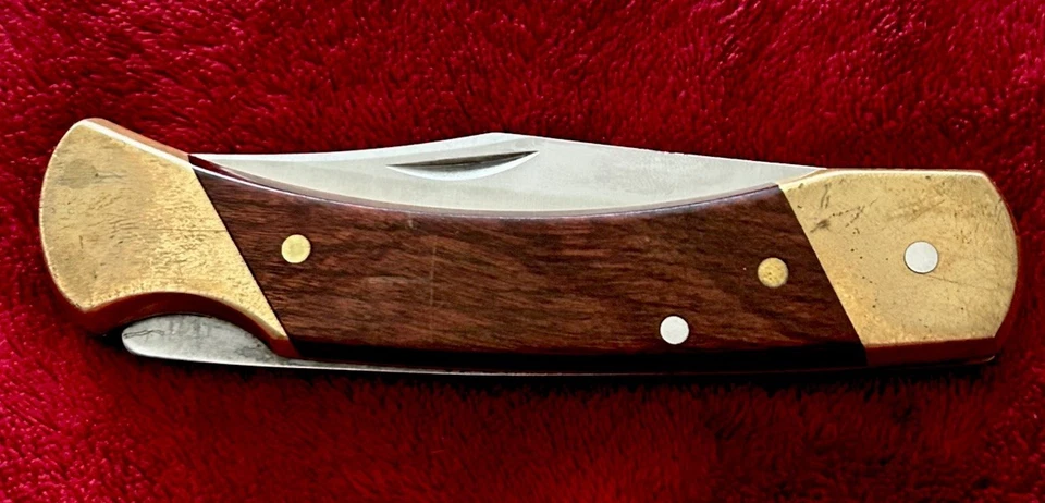 Cuchillo vintage Schrade+ EE. UU. LB7, mango de latón/madera, bloqueo, cuchillo plegable años 80’s Foto 3 de 4