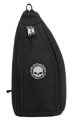 Harley-Davidson Men's Willie G Skull Logo Chest Rugged Sling Bag, Black