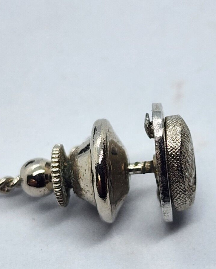 Vintage TIE TACK TIE PIN Silver Tone Oval Engraved "A" Letter Initial