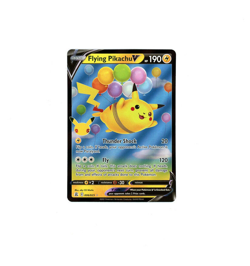 2021 Pokemon Celebrations FLYING PIKACHU V HOLO FOIL▪️6/25 Brand New Fresh Pull