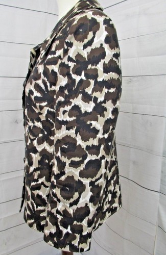 Talbots Animal Print Jacket Size 10 Silk/Wool Lined Fitted Career Blazer -H0105 - Picture 3 of 8