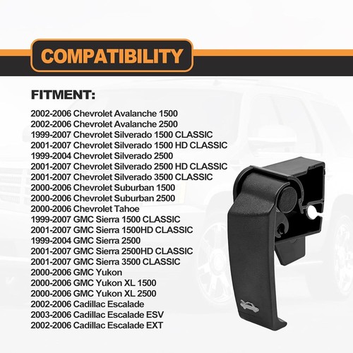 Hood Latch Release Pull Handle 15741109 Compatible with 1995-2007 Chevrolet - Picture 6 of 8