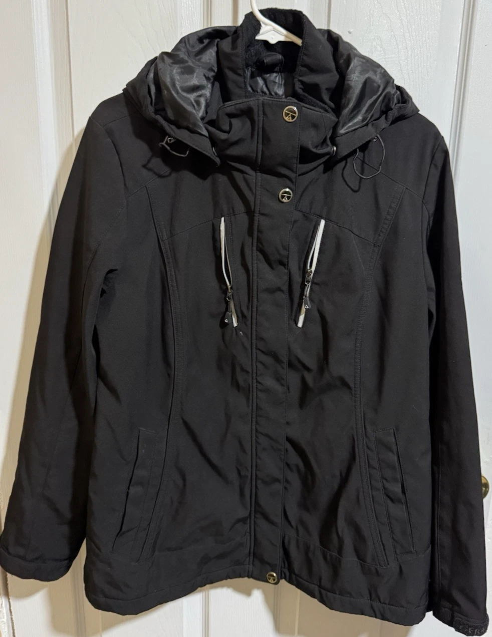 Gerry Large Coat Black Softshell Jacket Water Resistent Pockets Outdoors