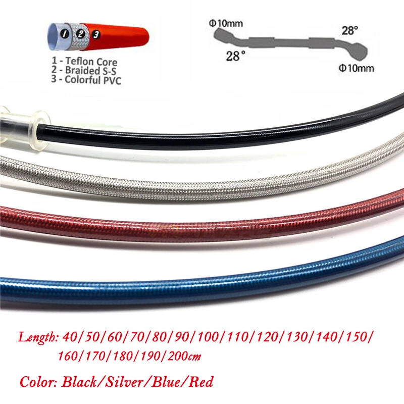 Tubo de línea de mangueras de aceite de embrague de freno de acero inoxidable trenzado para motocicleta 15,7-78 pulgadas Foto 3 de 4