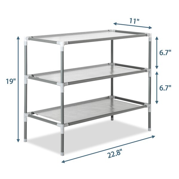 Shoe Rack Non-Woven Fabric Plastic 3 Tiers Nice-Looking Simple Assembly Gray