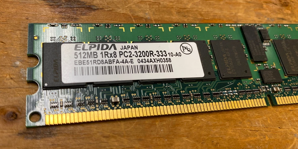Elpida EBE51RD8AGFA-4A-E 512MB PC2-3200R DDR2-SDRAM DIMM 240-Pin Server MEMORY - Image 2 of 4