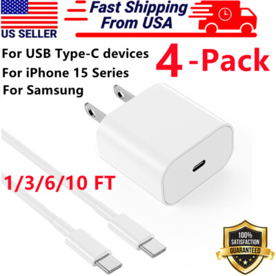 4 Pack Super Fast USB C Charger Universal Type C Data SYNC for 15 16 Pro Max