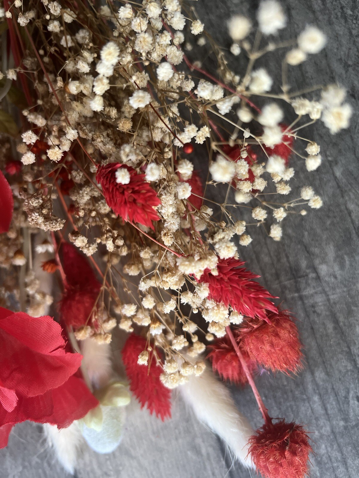 ARTIFICIAL SILK DRIED FLOWER BOUQUET 40CM HANDMADE CHRISTMAS MIXED WHITE & RED eBay