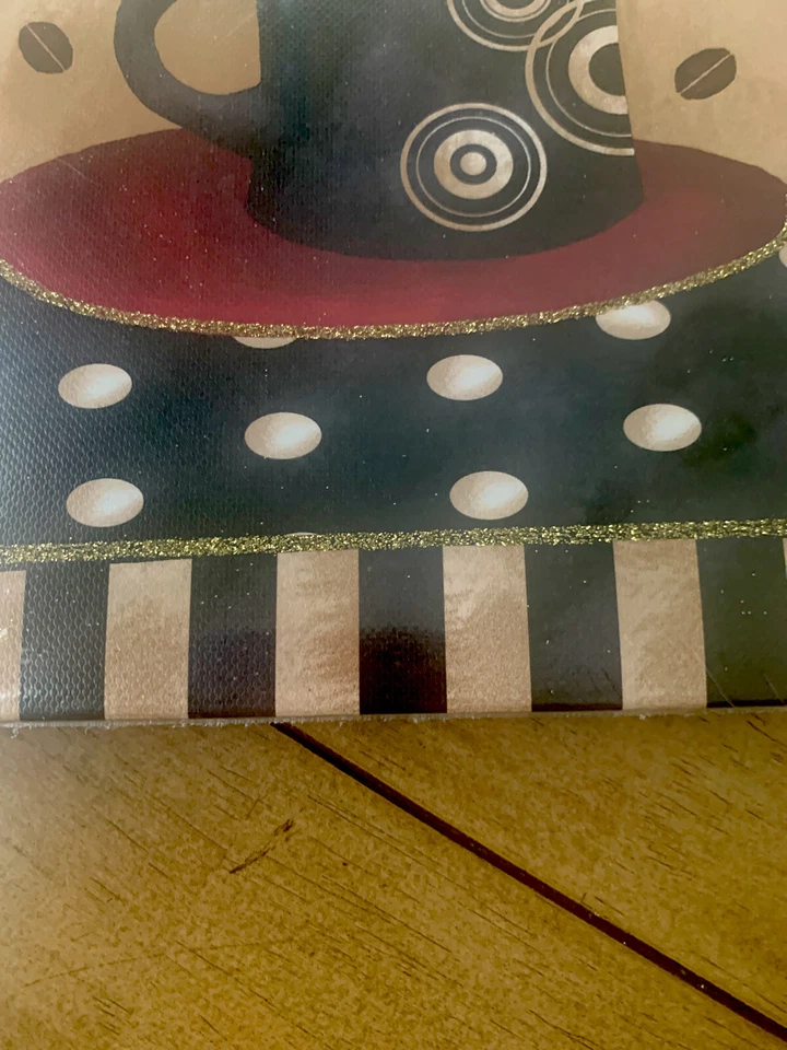 Interiors By Design Canvas Art 10" x 10" Kitchen Coffee Pot  Gold Glitter - Image 2 of 4