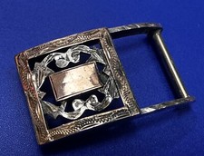 Open Work Etched Small Sterling  Gold Replacement Belt Buckle for 3/4" belt