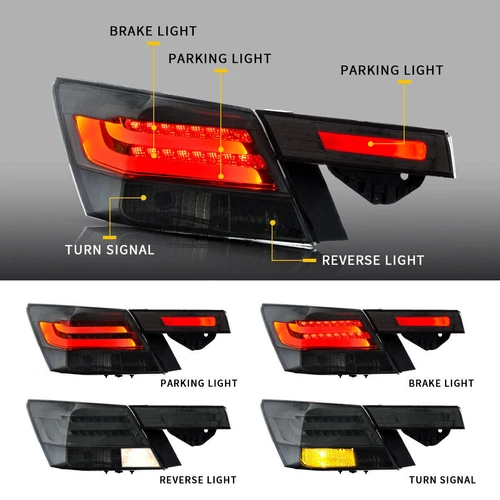 VLAND 4pcs LED Tail Lights Fit 2008-11 2012 Honda Accord Sedan Rear Brake Lamps - Picture 3 of 10