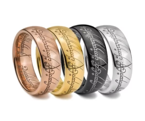 Elvish Lord One Ring Gold Black Silver Tungsten Power Magic King Fellowship Band - Picture 1 of 26